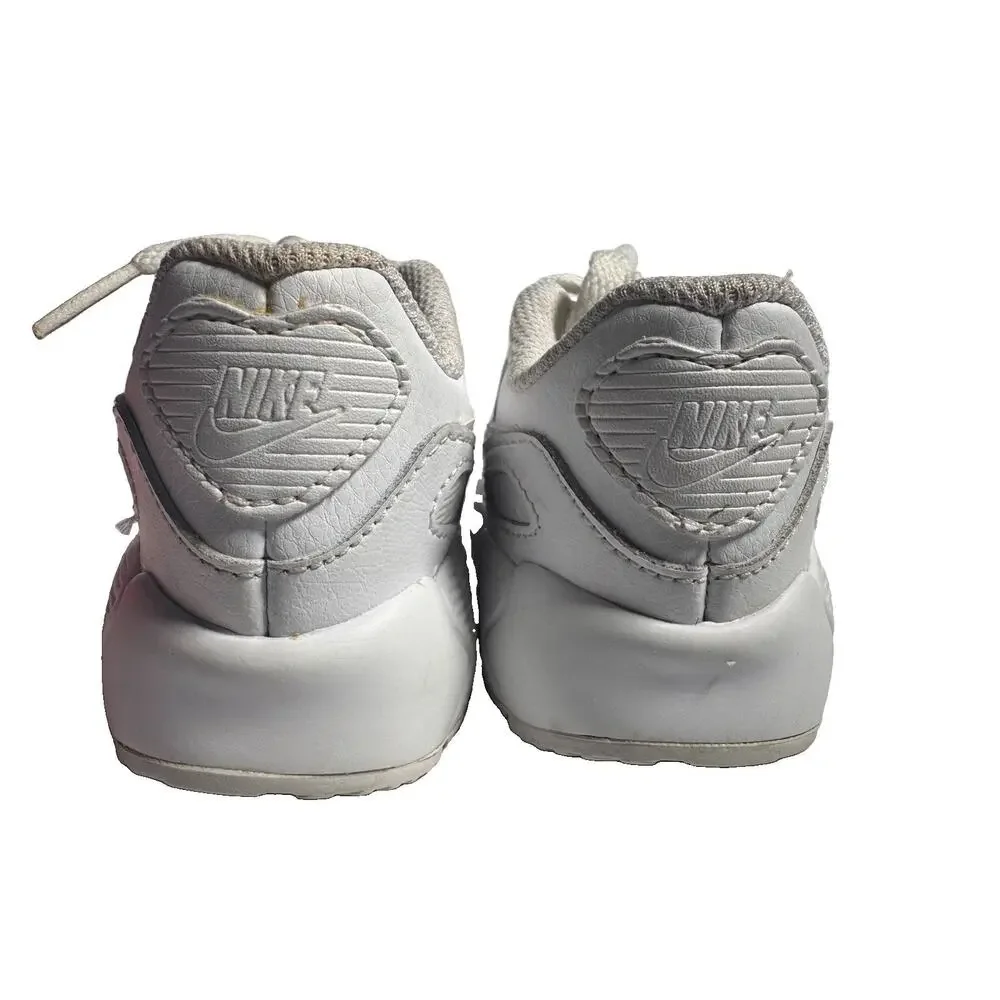 Nike Air Max 90 TD White Metallic Silver Toddler Shoes Size 7C CD6868-100